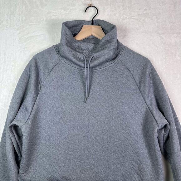 JUICY COUTURE Quilted Texture Sporty Gray High Collar Drawstring Pullover Cozy M - Picture 3 of 12